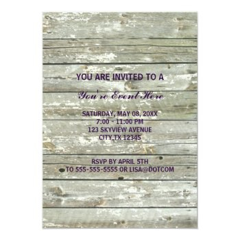 Rustic Whitewashed Wood Farmhouse Lavender Invitation Front View