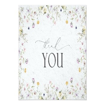 Rustic Wildflower Summer Shower Thank You Card Front View