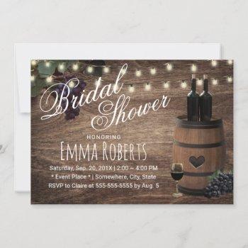 rustic wine barrel country winery bridal shower invitation