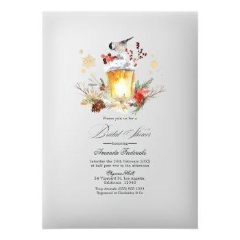 Rustic Winter Lantern Transparent Bridal Shower Acrylic Invitations Front View