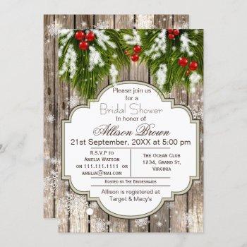 rustic winter woodland bridal shower invitation