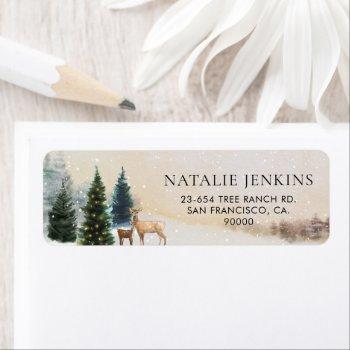 rustic winter woodland return address label