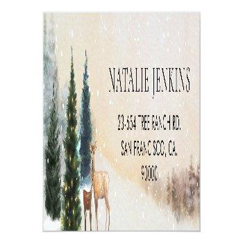 Rustic Winter Woodland Return Address Label Front View