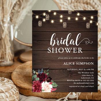 rustic wood burgundy blush script bridal shower fl flyer