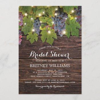 rustic wood country winery wedding bridal shower invitation