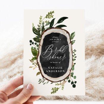 rustic wood slice virtual bridal shower invitation