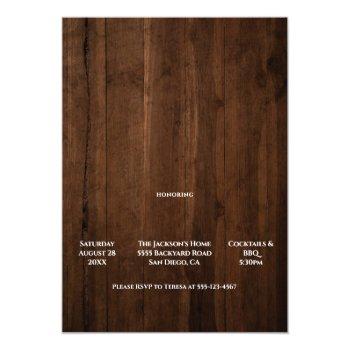 Rustic Wood String Of Lights Retirement Party Foil Invitation Front View