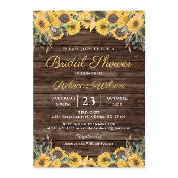 rustic wood sunflower country barn bridal shower invitation