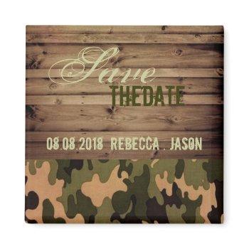 rustic wood western camo wedding save the date magnet