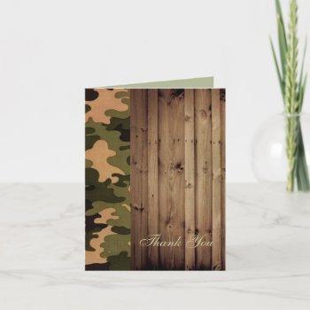 rustic wood western camo wedding thank you