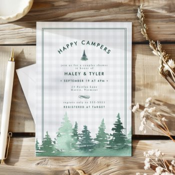Rustic Woodland Camping Adventure Couples Shower Cards Front View