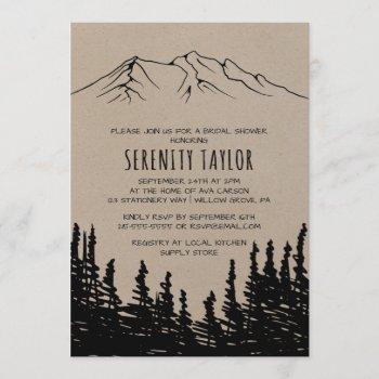 rustic woodsy mountain bridal shower invitation