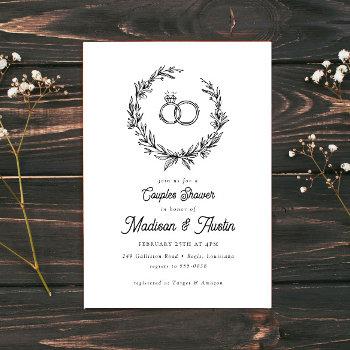 rustic wreath wedding ring couples invitation
