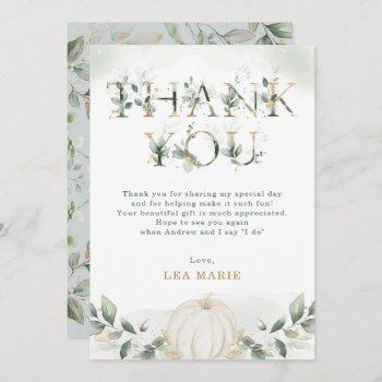 sage green gold pumpkin eucalyptus bridal shower invitation