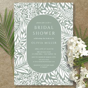 sage leaf floral bridal shower invitation