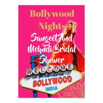 Sangeet Mehndi Henna Bridal Shower Bollywood  Invitation Front View