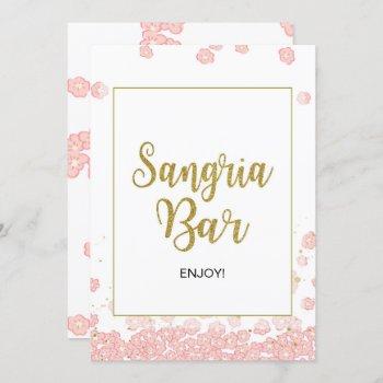 sangria bar sign | pink and gold bridal shower invitation