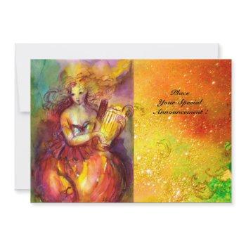 sappho ,dance ,music and poetry, gold sparkles invitation