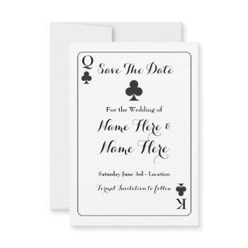 save the date king clubs ace spades wedding invite