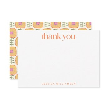 scandinavian coral floral custom bridal shower thank you card