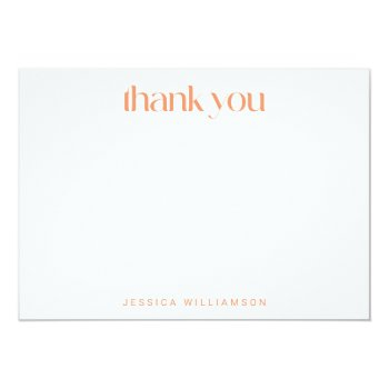 Scandinavian Coral Floral Custom Bridal Shower Thank You Card Front View
