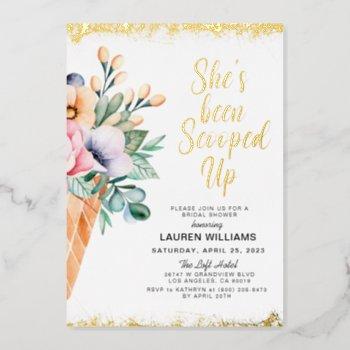 scooped up ice cream bridal shower foil invitation