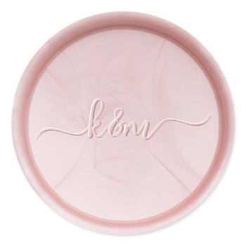 script monogram blush metallic wax seal sticker