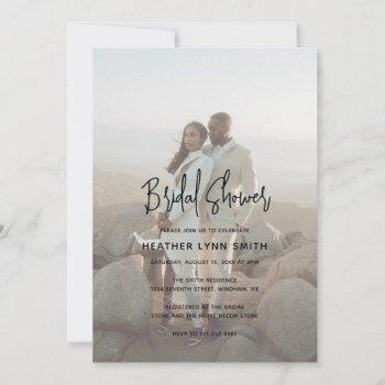 script typography modern photo bridal shower invitation
