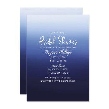 sea ocean blue modern minimal beach bridal shower invitation