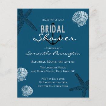 sea shells and starfish bridal shower invitations