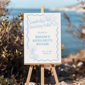 seashells and wedding bells soft blue hand drawn foam board
