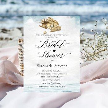 seashells,sea,script bridal shower  invitation