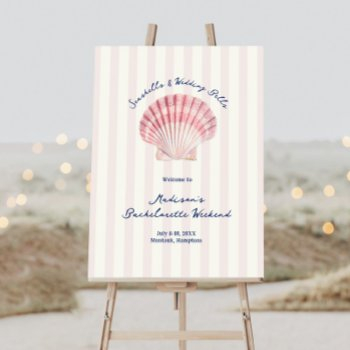 seashells & wedding bells pink navy bachelorette foam board