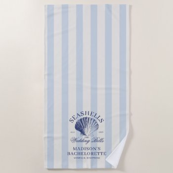seashells & wedding bells striped bachelorette beach towel