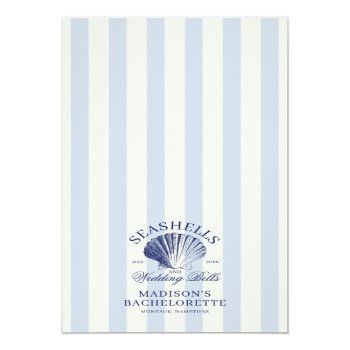 Seashells & Wedding Bells Striped Bachelorette Beach Towel Front View