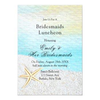 Seaside Beach White Sand Bridesmaids Luncheon Invitation Front View