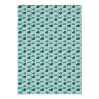 Seaside Soiree Three Fishes Modern Cute Custom Wrapping Paper Sheets Front View