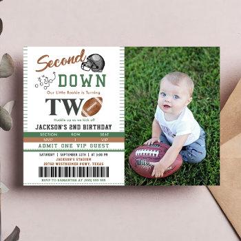 second down football 2nd birthday photo invitation