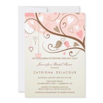 shabby chic love birds bridal shower invitation