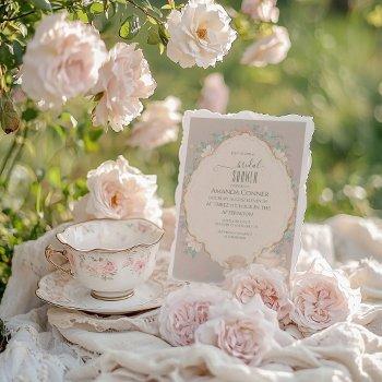 shabby chic tea party bridal shower invitation