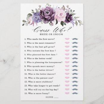 shades of dusty purple blooms bridal shower game