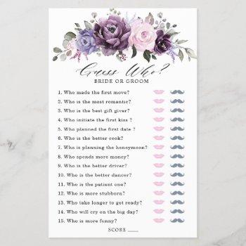 shades of dusty purple blooms bridal shower game