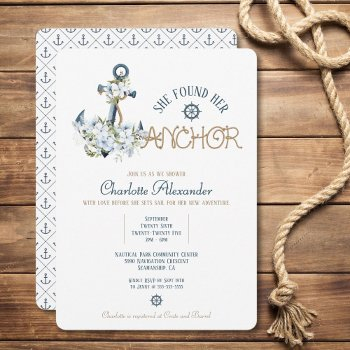 she found her anchor nautical bridal shower invite
