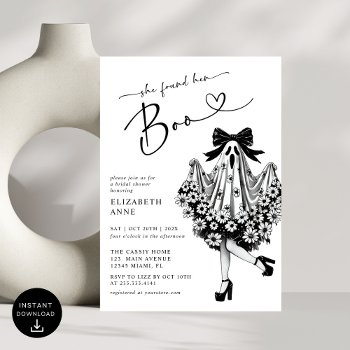 she found her boo ghost floral  bridal shower invitation