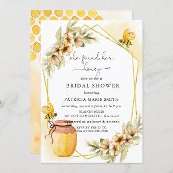 she found her honey floral bee bridal shower invitation