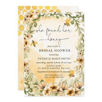 she found her honey floral bee bridal shower invitation