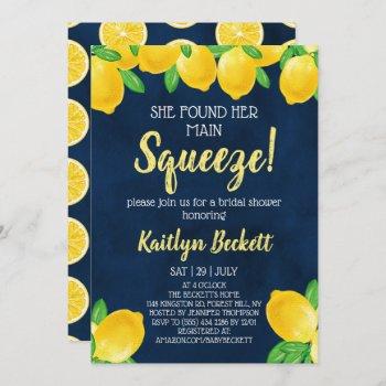 she found her main squeeze lemon bridal shower invitation