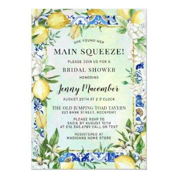 She Found Her Main Squeeze Lemon Bridal Shower  Invitation Front View