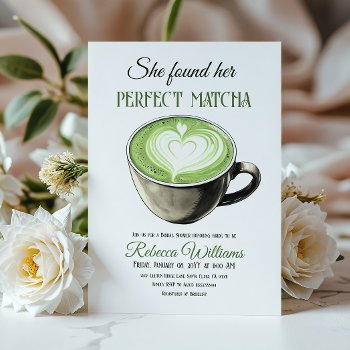 she found her perfect matcha coffee bridal shower invitation