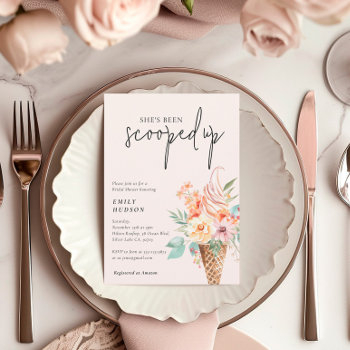 she's been scooped up bridal shower invitation